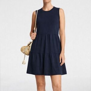 ME+EM easy tiered cotton jersey mini tank dress navy blue size US 10